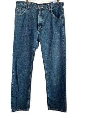 Wrangler Straight Leg Dark‎ Wash Denim Jeans 36" Western Country Farm Neutral